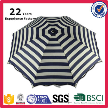 Cadeaux promotionnels de mode impression nouvelle conception en gros marine soleil pliant rayé parasol commercial parapluie
